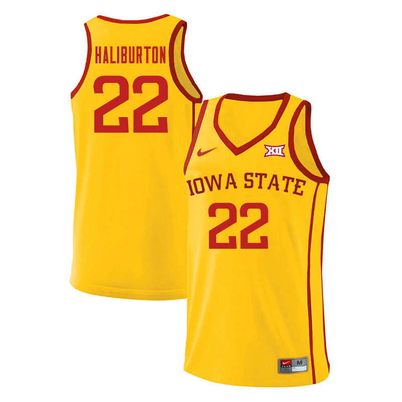 Men #22 Tyrese Haliburton Iowa State Cyclones College Basketball Jerseys Sale-Yellow - Click Image to Close